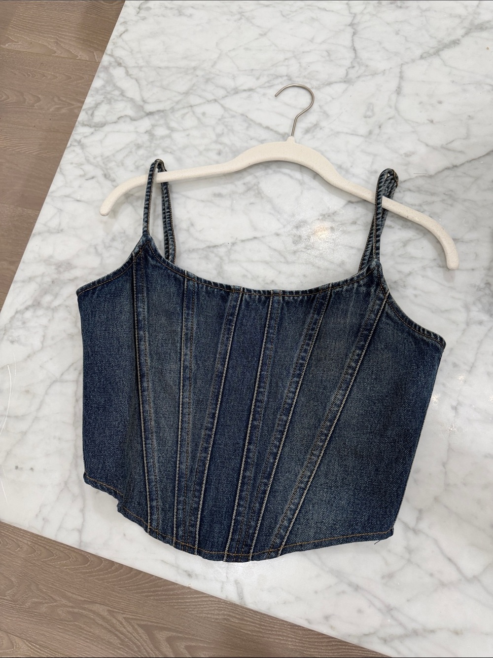 Dark Blue Denim Corset Cami Top
